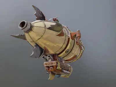 SteamPunk VincySky Aircraft Low-poly 3D model
