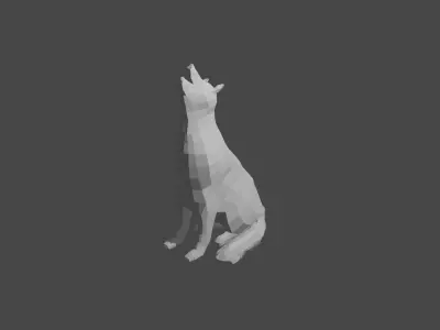 low poly wolf 3D model