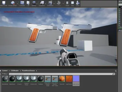 Pistol 9mm Chrome - Revolver Gun Weapon - Arma Low-poly 3D model