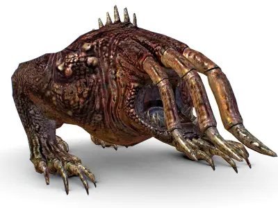 Low Poly Monster Big Tusks Huge Mouth Low-poly 3D model