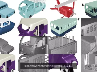 KIDS TRANSPORTATION TOYS PACK 3D Model Collection