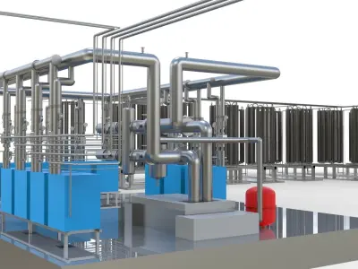 Industrial boiler room 3D model