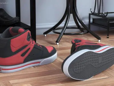 Skateboarding Street Shoes Black Red 3D model
