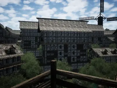 Blackwood River Edge Medieval Town Cave Environment 3D model