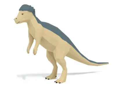 Low Poly Cartoon Pachycephalosaurus Dinosaur Low-poly 3D model