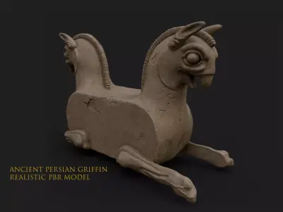 Ancient Persian Griffin Statue Low-poly 3D model
