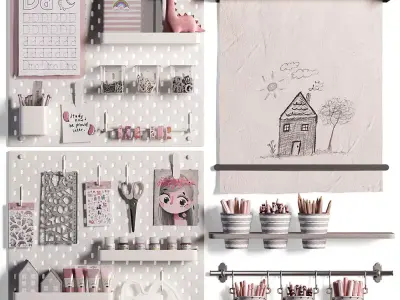 Ikea SKADIS Pegboard for Teenagers and Kids 04 3D model