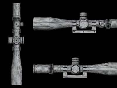 Schmidt And Bender scope with mount Low-poly 3D model
