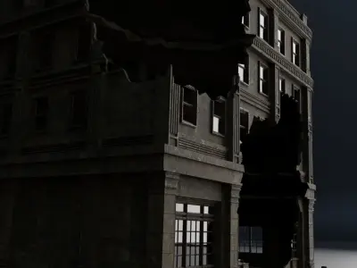 DESTROYED BUILDING CLASSICAL APOCALYPSE WAR RUINED 01 Low-poly 3D model