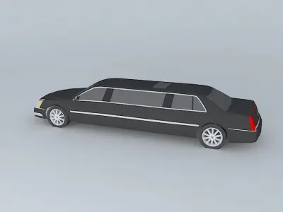 Low Poly Cadillac DTS Extended Limousine Free 3D model