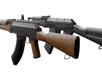 Gun Pack AK-47 Collection PBR Textures  Game-Ready Low-poly 3D model