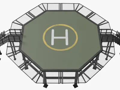 Octagonal Heliport Low-poly 3D model