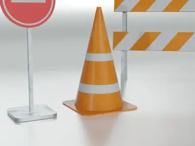 road work equipment Low-poly 3D model