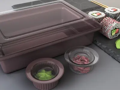 Japanese rolls set  Low-poly 3D model