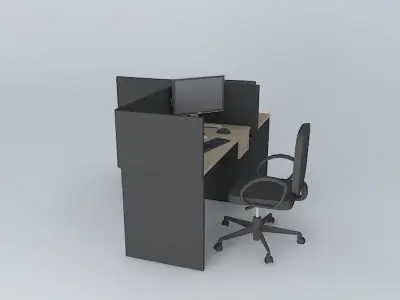 Workstation with printer pool Free 3D model