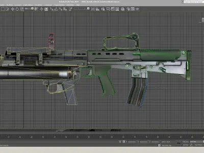 SA80-Launcher-CarryHandle gun on computer screen Low-poly 3D model