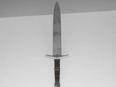 Witcher Inspired Silver Sword Stylized Game-Ready 3D Model Low-poly 3D model