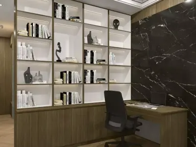 bookshelf desk combo Free 3D model
