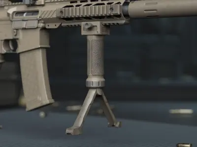 Tactical Hand Grip Bipod For Picatinny rail - Sand Skin Low-poly 3D model