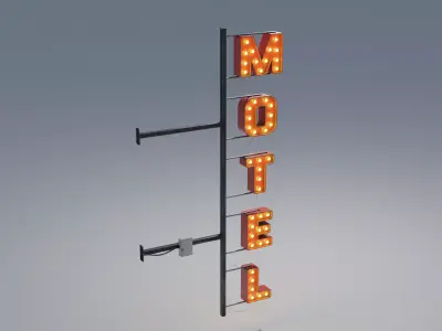 Retro Motel Sign with 4K Textures Low-poly 3D model