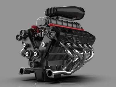 v12 engine 3D model