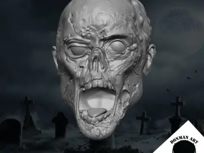 The Zombie V2 Head for 6 inch action figures 3D print model