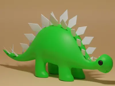 Cartoon Cute Dinosaur Stegosaurus Toy 3D model