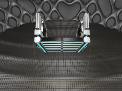 Sci-Fi Stairs - 3 - Silver Blue Neon Light Version Low-poly 3D model