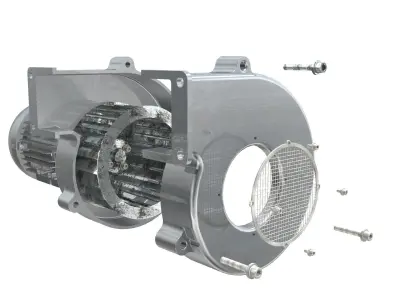 Industrial Centrifugal Blower Fan - Animated 3D model