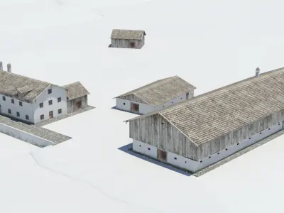 Historic Bavarian farmhouse 18th century Einfirsthof Low-poly 3D model