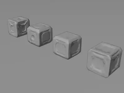 Low-Poly Sci-Fi Cargo Crate Pack-01 Low-poly 3D model