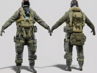 SOLDIER WWII USA Paratrooper Rigged 3D model