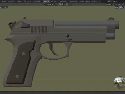 Low Poly Beretta M9 Pistol Low-poly 3D model