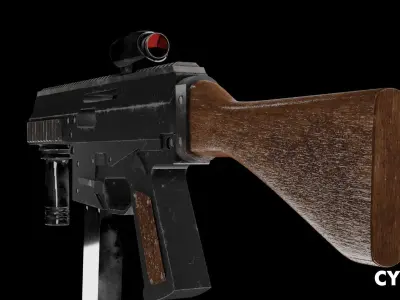Realistic Weapon Low Poly - PBR Texture - Blender Cinema 4D Low-poly 3D model