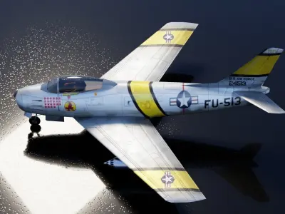 North American F-86 Sabre Low-poly 3D model
