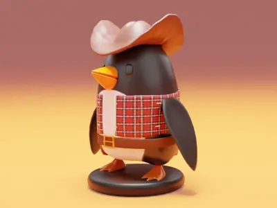 Cowboy penguim for 3D printing 3D print model 3D model
