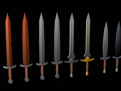 Basic Low Poly Swords Low-poly 3D model
