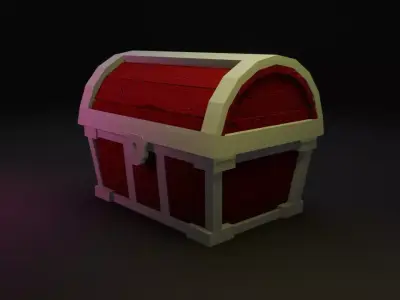 Treasure chest 4 Low-poly 3D model