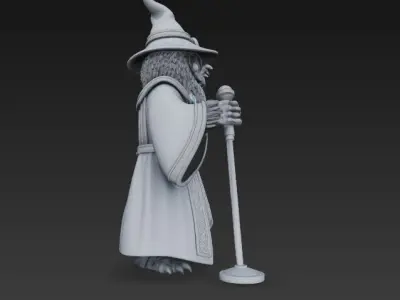 Bearded Wise Owl Wizard Mystic Rock Legend 3D Print Model 3D model