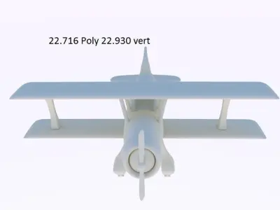 Bi-Plane toy airplane Low-poly 3D model
