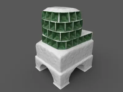 Late medieval tiled stove Low-poly 3D model