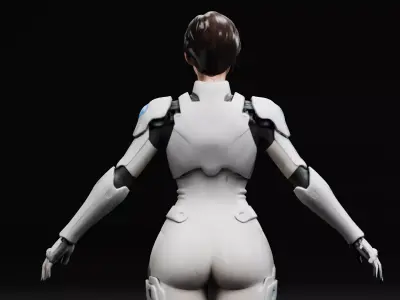 Sci Fi Female Cyborg Character RIGGED Low-poly 3D model