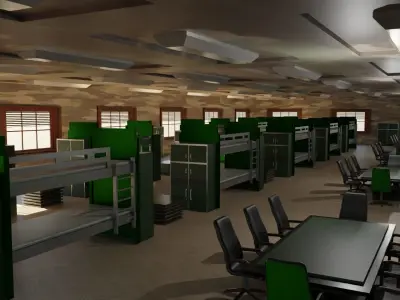 Military Dormitory Low-poly 3D model