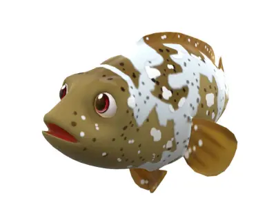 Malabar Grouper Animated Fish  Low-poly 3D model