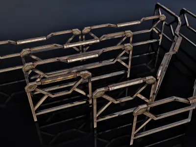 Modular Guardrail - sci fi architectural Low-poly 3D model