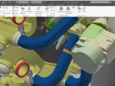 9 cylinder radial engine 3d model 3D model
