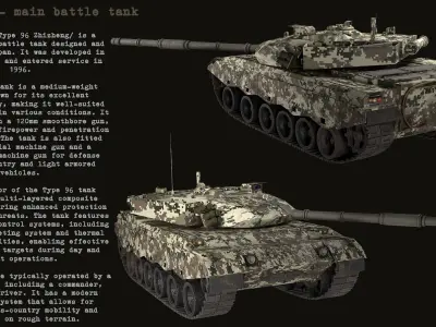 Type 96 TANK Low-poly 3D model