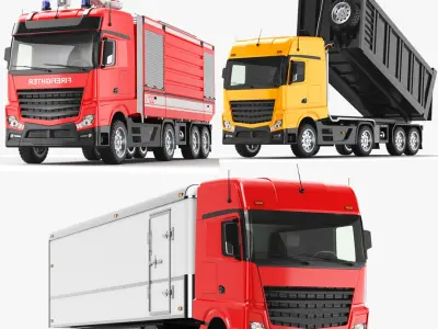 Detailed Three Trucks 02 3D model