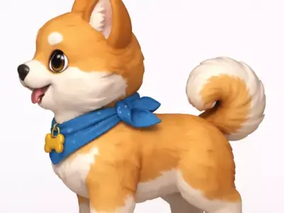 Cartoon Dog 3D model 8