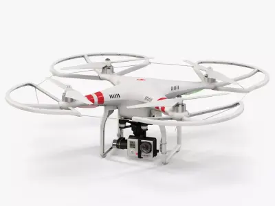 DJI Phantom 2 Quadcopter with Prop Guard and GoPro HERO3 Low-poly 3D model